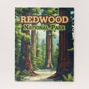 Redwood National Park California Tree Retro Puzzle