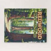 Redwood National Park California Tree Retro Puzzle (Horizontal)