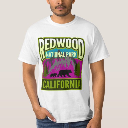 Redwood National Park Forest Mountains with Bars T-Shirt (Vorderseite)