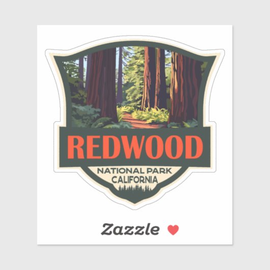 Redwood National Park Illustration Retro Abzeichen Aufkleber (Blatt)
