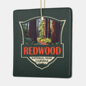 Redwood National Park Illustration Retro Abzeichen Keramikornament (Links)