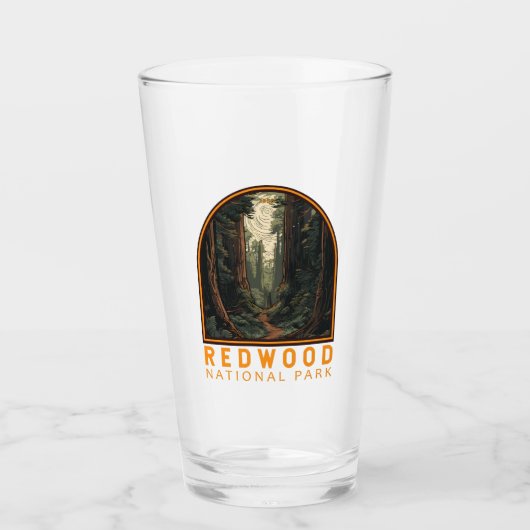 Redwood National Park Illustration Trail Vintag Glas (Vorderseite)