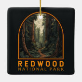 Redwood National Park Illustration Trail Vintag Keramikornament (Rückseite)