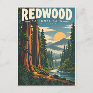 Redwood National Park Kalifornien im Vintage-Stil Postkarte