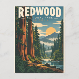 Redwood National Park Kalifornien im Vintage-Stil Postkarte