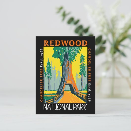 Redwood National Park Khandelier Tree erschüttert Postkarte (Stehend Vorderseite)