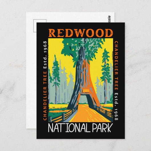 Redwood National Park Khandelier Tree erschüttert Postkarte (Vorne/Hinten)