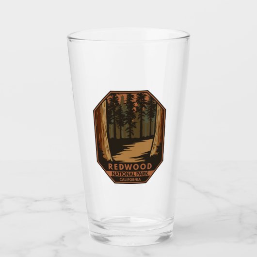 Redwood National Park Minimal Retro Emblem Glas (Vorderseite)