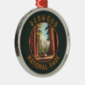 Redwood National Park Retro Distressed Circle Ornament Aus Metall (Rechts)