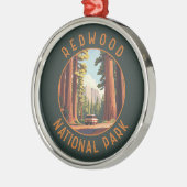Redwood National Park Retro Distressed Circle Ornament Aus Metall (Links)