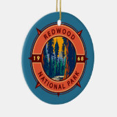 Redwood National Park Retro Kompass Emblem Keramik Ornament (Rechts)