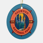 Redwood National Park Retro Kompass Emblem Keramik Ornament (Links)