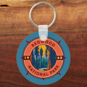 Redwood National Park Retro Kompass Emblem Schlüsselanhänger (Vorderseite)