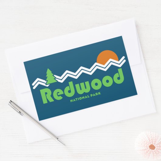 Redwood National Park Retro Rechteckiger Aufkleber (Umschlag)
