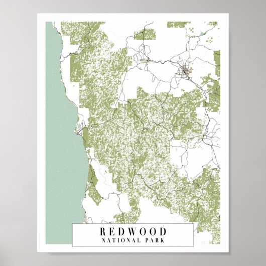 Redwood National Park Retro Street Map Poster (Vorne)