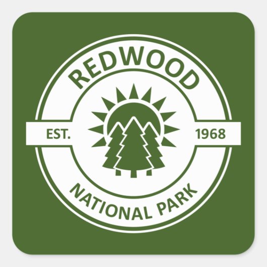 Redwood National Park Sun Trees Quadratischer Aufkleber (Vorderseite)
