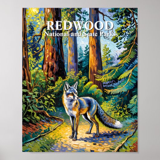 Redwood National Park Van Gogh Forest Fox Custom Poster (Vorne)