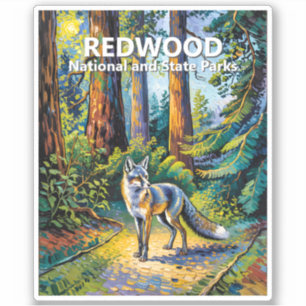 Redwood National Park Van Gogh Wald Fuchs Custom Aufkleber