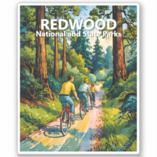 Redwood National Park Wald Familienradfahren Natur Aufkleber