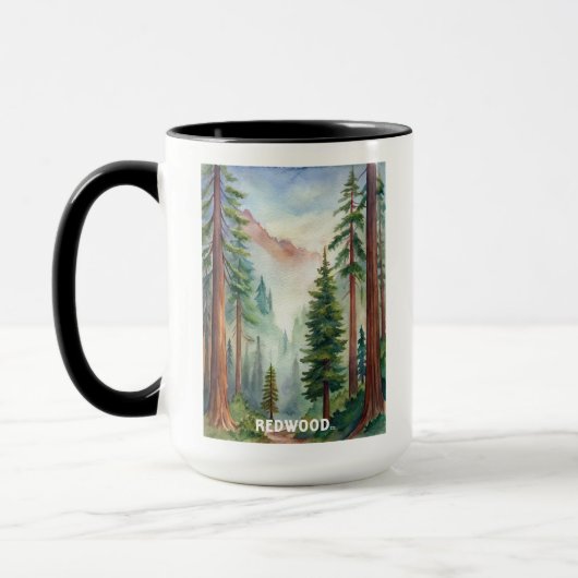 Redwood National Park Wasserfarben Malerei Tasse (Links)
