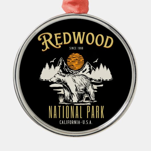 Redwood National Park Wooded landscape Ornament Aus Metall (Vorne)