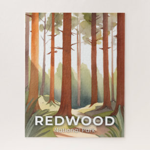 Redwood-Nationalpark Aquarell-Reisekunst Puzzle