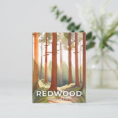 Redwood-Nationalpark | Aquarellbäume Postkarte (Stehend Vorderseite)