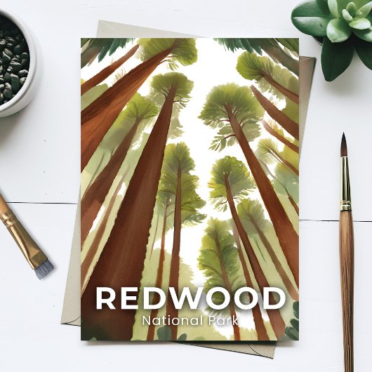 Redwood-Nationalpark | Aquarellwald Postkarte