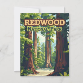 Redwood Nationalpark California Tree Retro Card