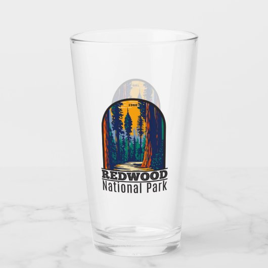 Redwood Nationalpark California Vintag Glas (Vorderseite)