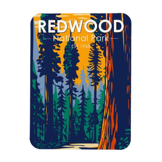 Redwood Nationalpark California Vintag Magnet (Vertikal)