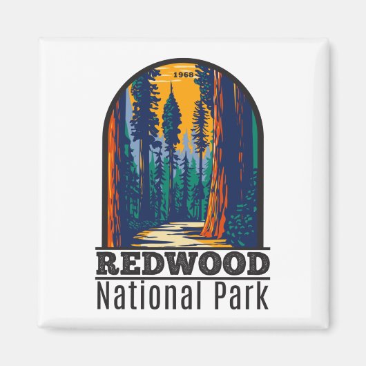 Redwood Nationalpark California Vintag Magnet (Vorne)