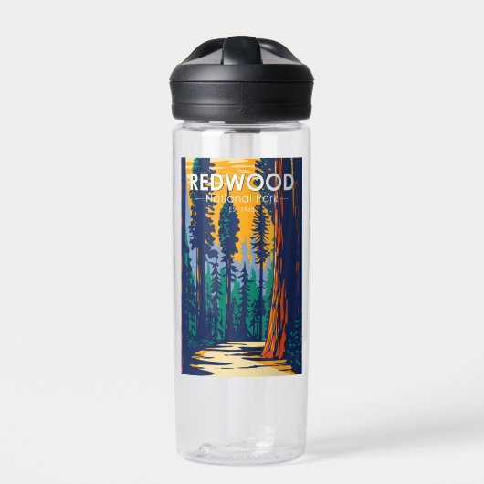 Redwood Nationalpark California Vintag Trinkflasche (Vorderseite)