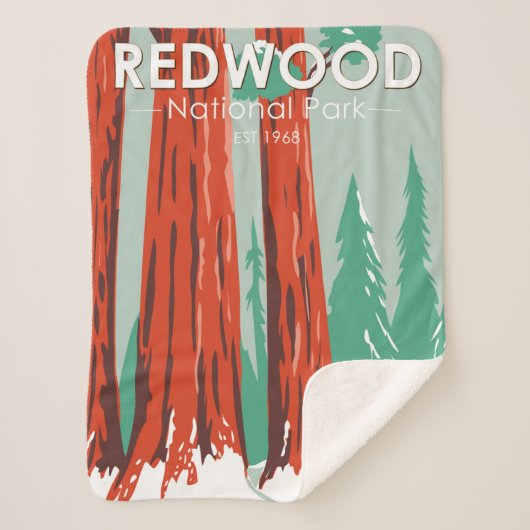 Redwood-Nationalpark im Winter California Vintag Sherpadecke (Vorderseite)