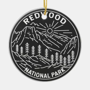 Redwood Nationalpark Kalifornien Vintage Monoline Keramik Ornament