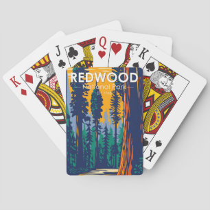 Redwood Nationalpark Kalifornien Vintage Spielkarten