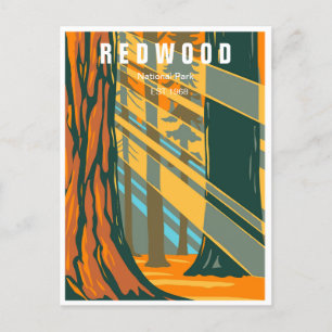 Redwood-Nationalpark Kalifornien Vintage-Wald Postkarte