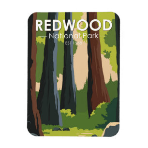 Redwood Nationalpark Minimal Vintage Magnet