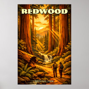 Redwood-Nationalpark Retro-Art-Deco-Tourismus Poster