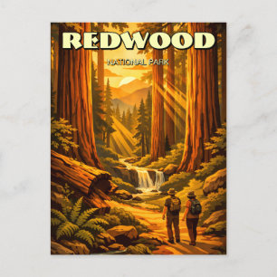 Redwood-Nationalpark Retro-Art-Deco-Tourismus Postkarte