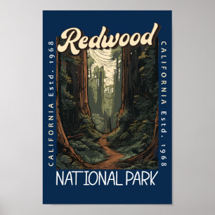 Redwood-Nationalpark Retro erschüttert Poster