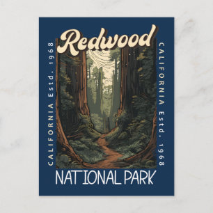 Redwood-Nationalpark Retro erschüttert Postkarte