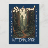 Redwood-Nationalpark Retro erschüttert Postkarte (Vorderseite)