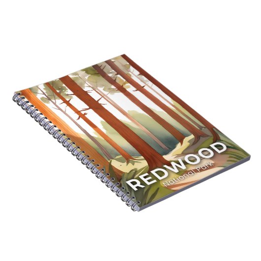 Redwood-Nationalpark | Watercolor Reisen Kunst Notizblock (Rechte Seite)