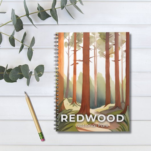 Redwood-Nationalpark | Watercolor Reisen Kunst Notizblock