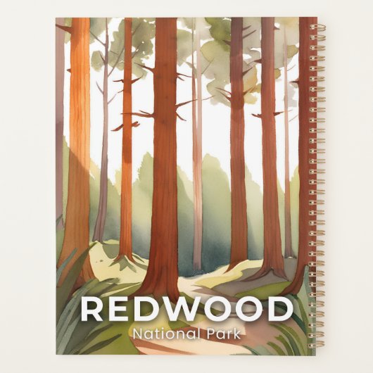 Redwood-Nationalpark | Watercolor Reisen Kunst Planer (Rückseite)