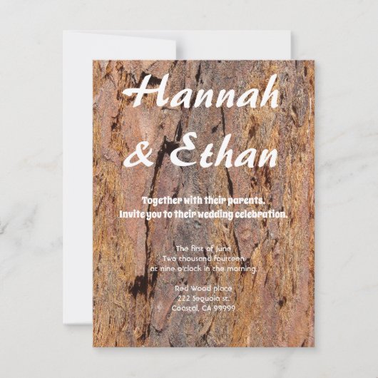 Redwood Tree Bark Einladung (Vorderseite)