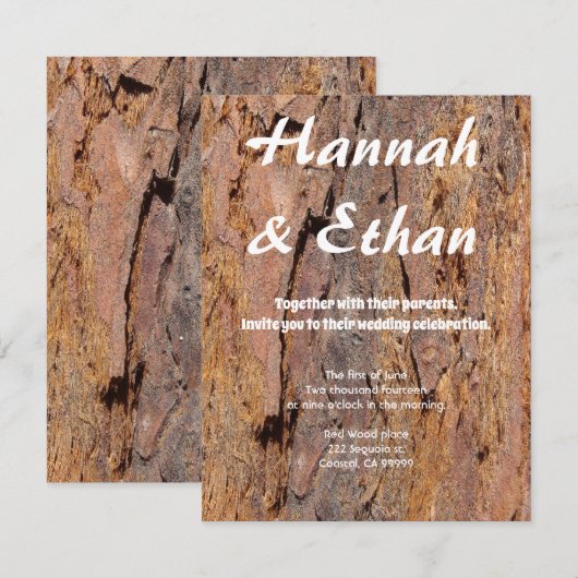 Redwood Tree Bark Einladung (Vorne/Hinten)