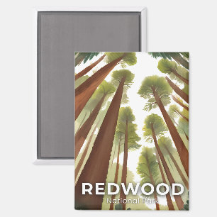 Redwood Trees   Nationalpark Wasserfarbenreise Magnet