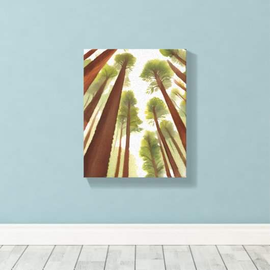 Redwood Trees | Redwood National Park Watercolor Leinwanddruck (Insitu (Holzboden))